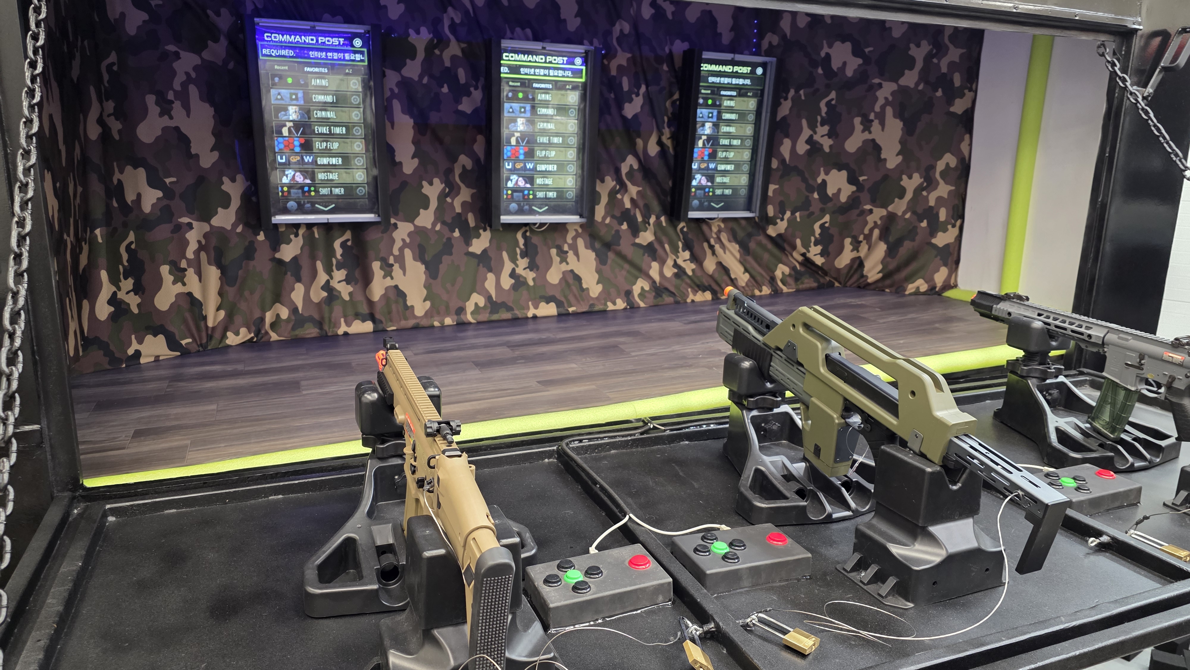 Shooting Gallery Featuring 3 Smart Targeting Screens with Various Games and Blasters